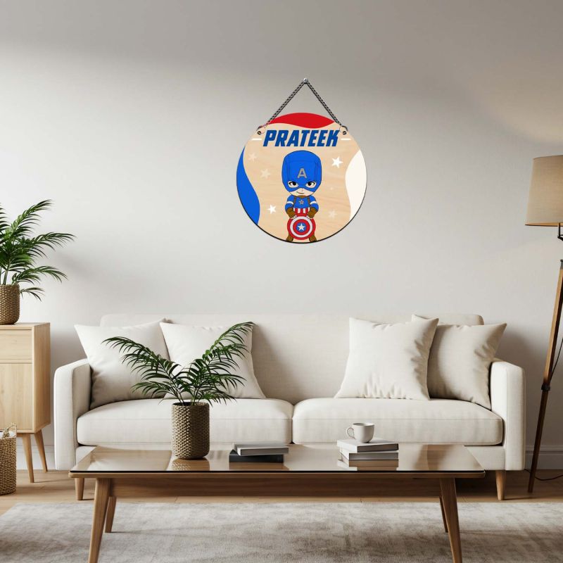 Personalized CaptainAmerica568 Superhero Wall Hanging For Kids Room, Living Room, Bedroom Decor Birthday Return Gift Stylish Wall Art Decoration
